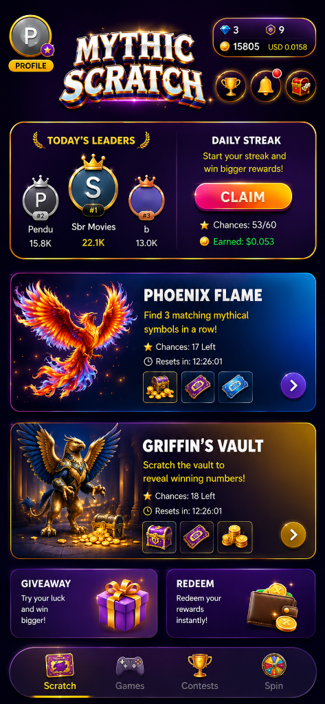 Lucky Scratch Cards – Phoenix Flame & Griffin's Vault